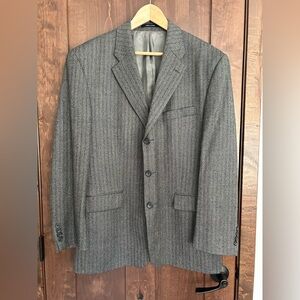 Vintage Marshall Field's 100% Lamb's Wool Sport Coat Blazer 44R Gray Herringbone